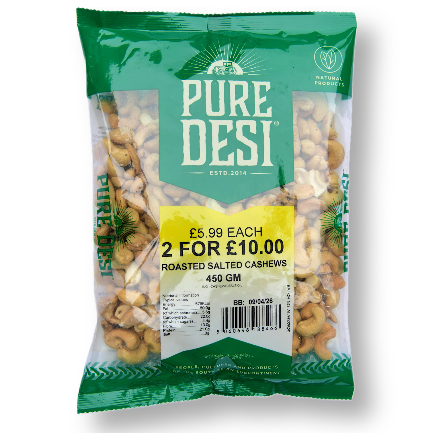 ROASTED SALTED CASHEWS – 10 X 400 – RRP 2 FOR 10.00